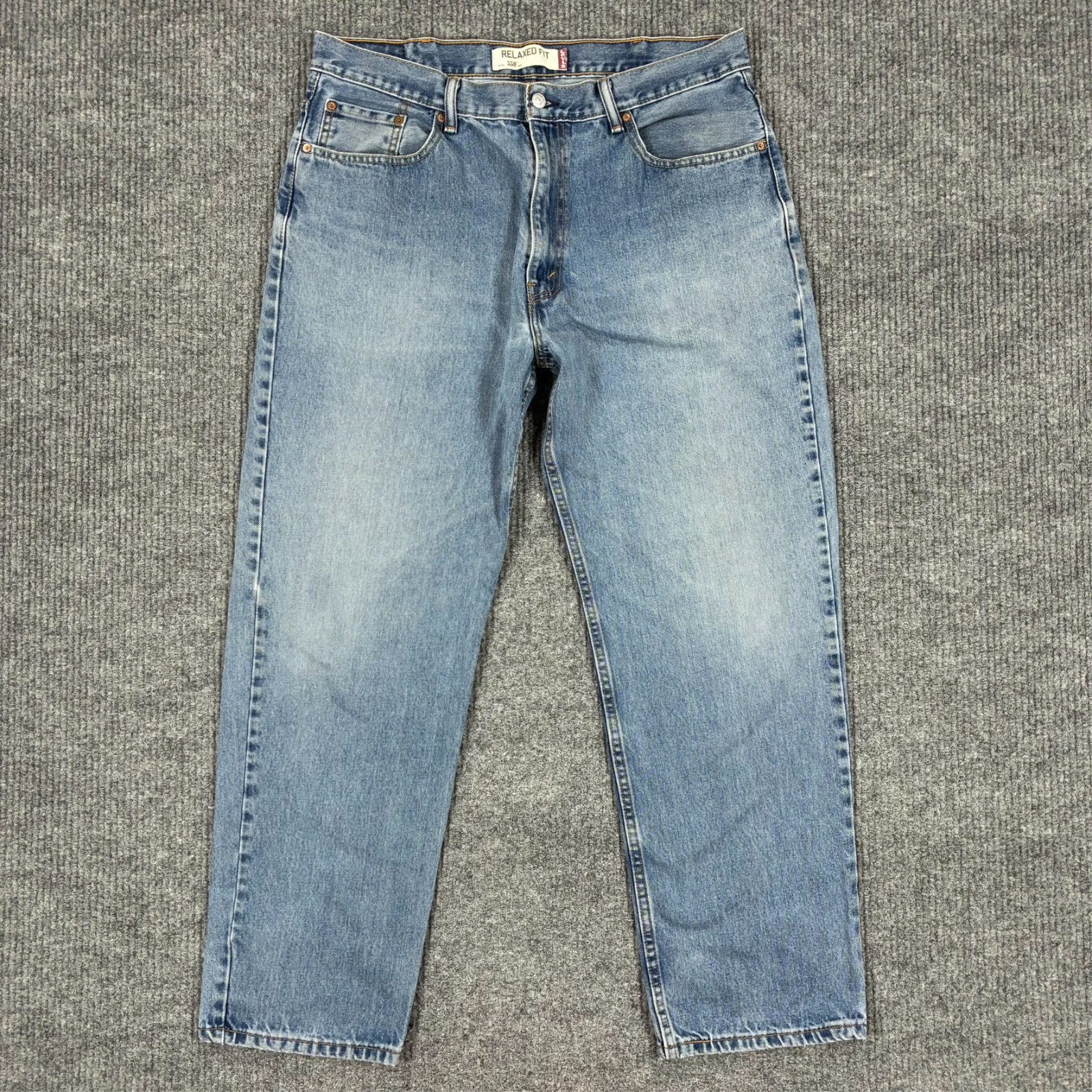 Levi’s 550 Mens Straight Jeans 38×32 Blue Denim Relaxed Fit Cotton Mid Rise