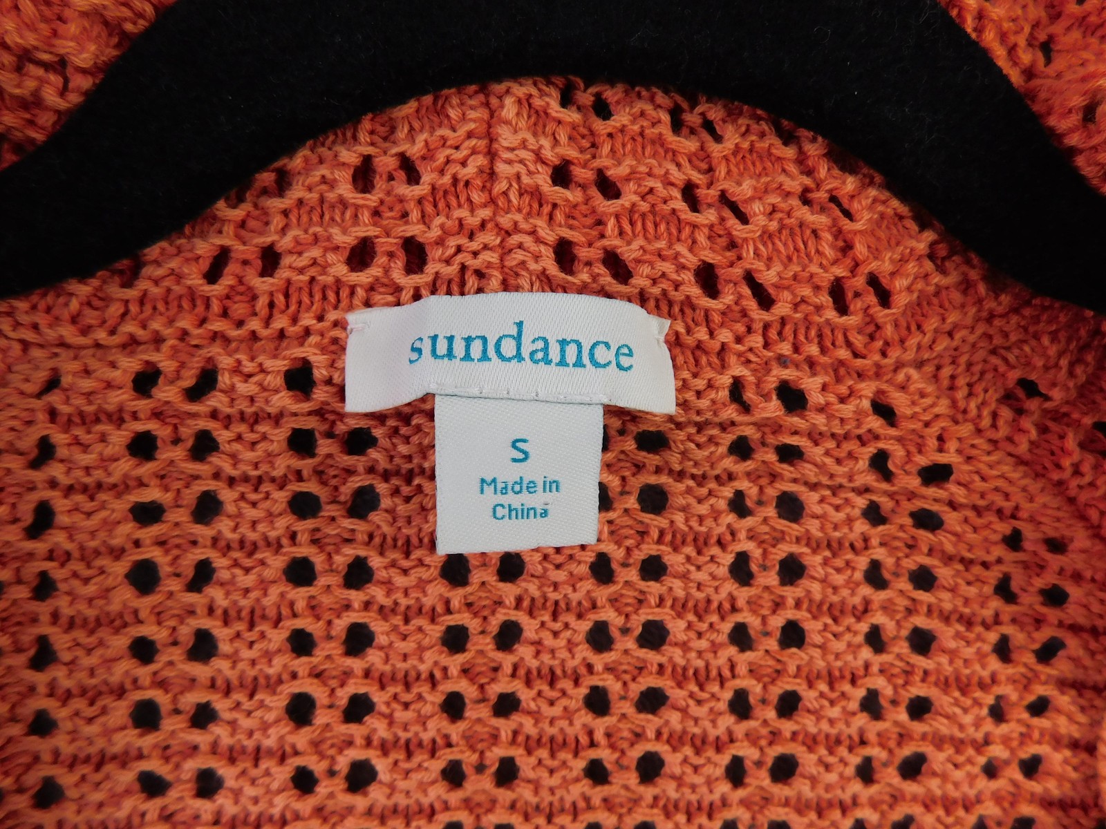 Sundance Sweater Womens Small Orange V Neck Hooded Knit Cotton Pullover Beach