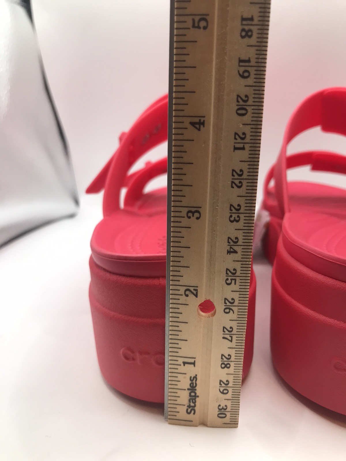 WOMEN’S CROCS WATERMELON RED BROOKLYN BUCKLE LOW WEDGE SLIDE SANDAL SIZE 10 NWT