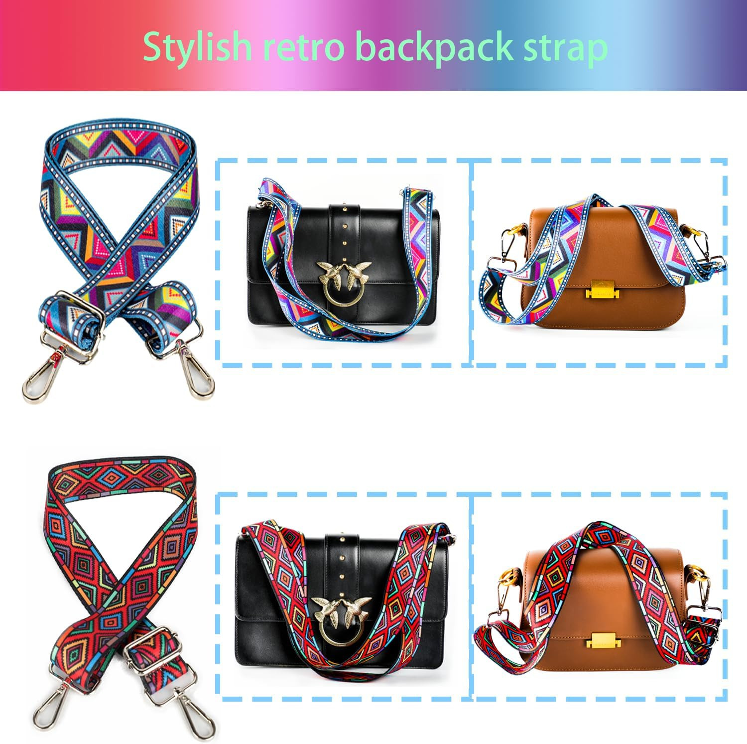 2 PCS Purse Strap, 1.5″ Wide Shoulder Strap Adjustable Replacement, Replacement