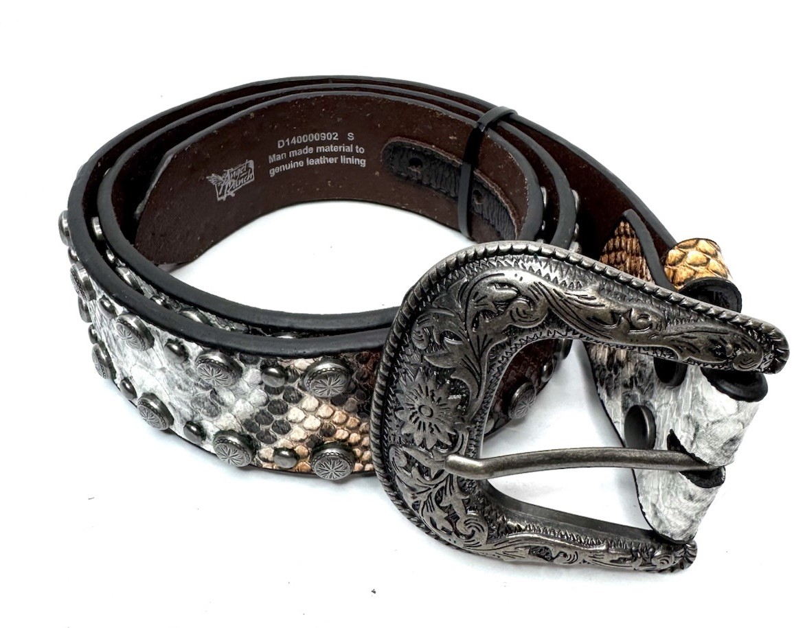 Angel Ranch D140000902 Womens Python StudsEdge Western Belt Multi- S Size