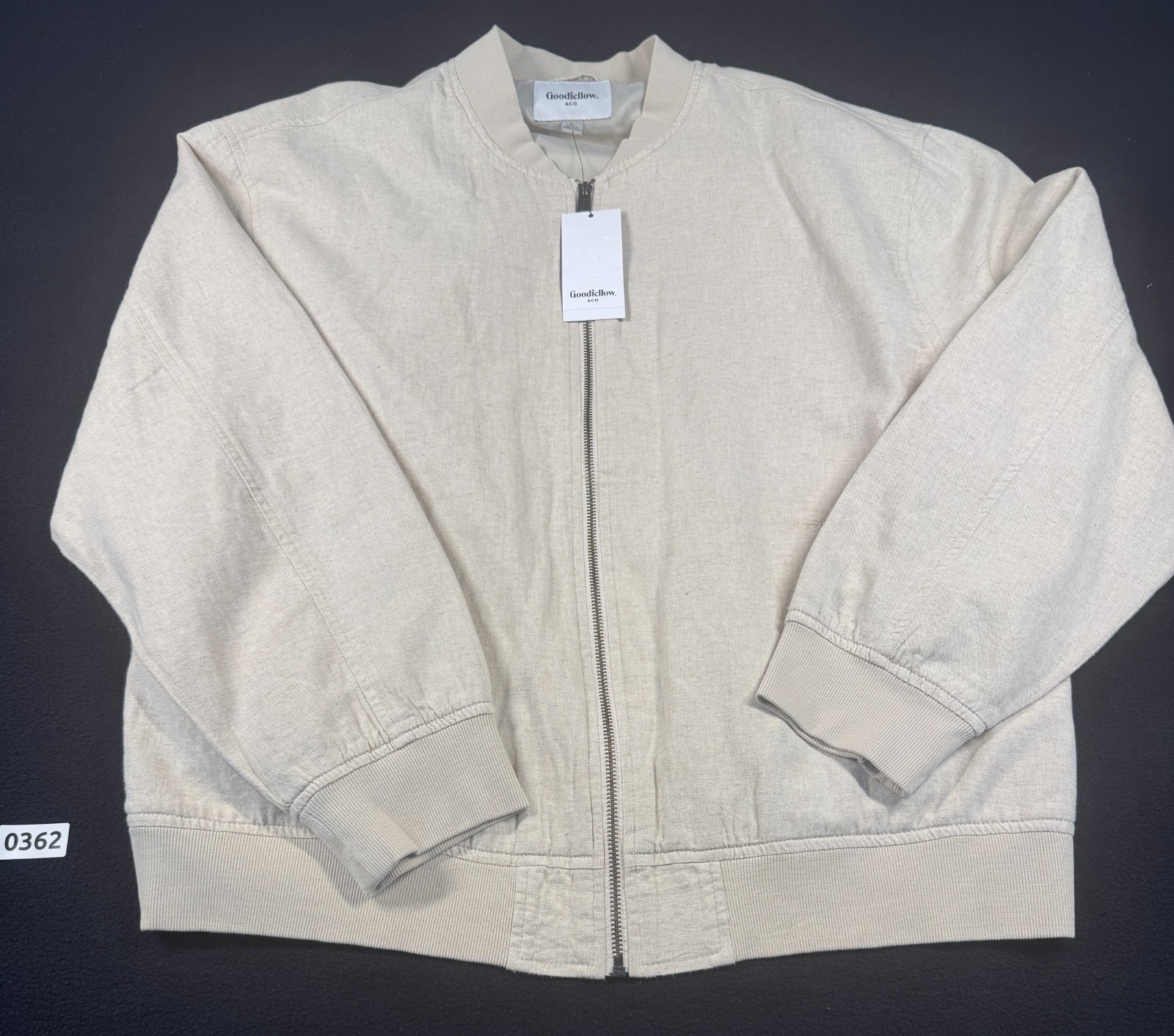 Goodfellow & Co Linen Blend Bomber Jacket Men’s L Beige Full Zip NWT 0362