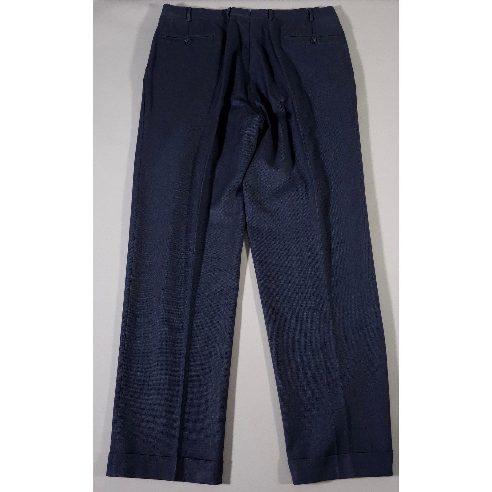 Corneliani Suit Men 44/54L Navy Blue Virgin 110 Wool Pleated Pant Made in Italy
