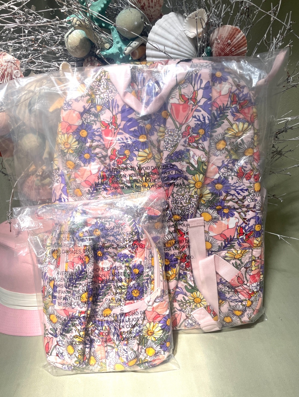 Vera Bradley Essential Large Backpack +Lunch Bunch Set COASTAL WILDFLOWERS NWT
