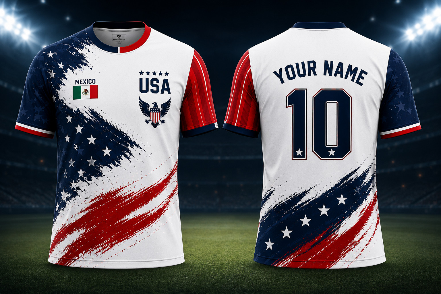 Mexico USA Soccer Jersey Mens Custom Name Number Aztec Mexican American (S-5XL)