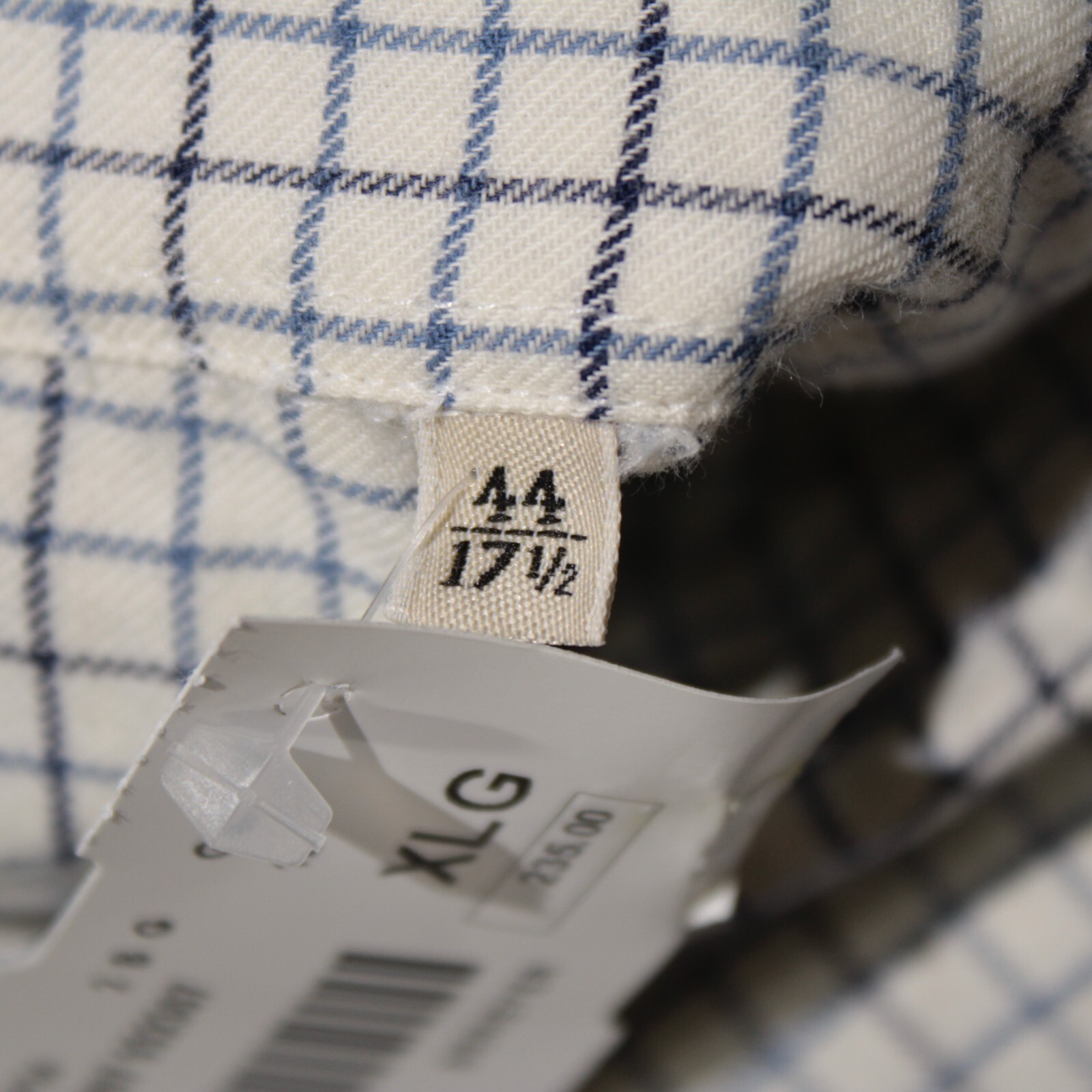 GMF NWOT Dress Shirt Size 44 17.5 in White with Blue Check 100% Cotton
