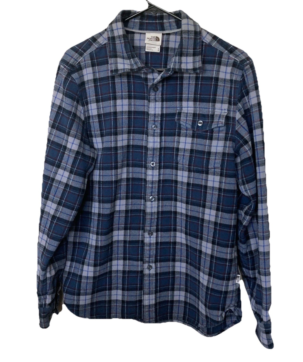 The North Face Men’s Shirt Medium Blue Plaid Thick Cotton Flannel Shacket
