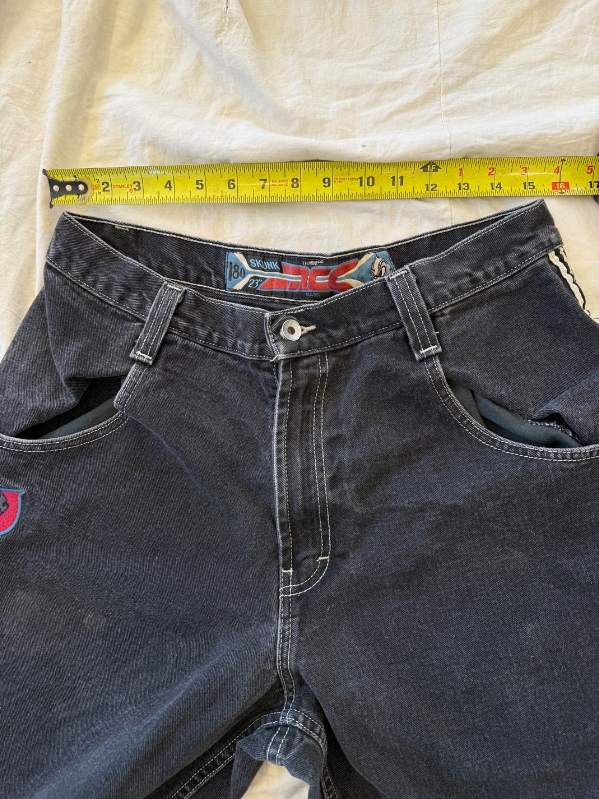 Vintage 90’s JNCO SKUNK Jean Shorts Denim Jorts USA Mens 36 Black