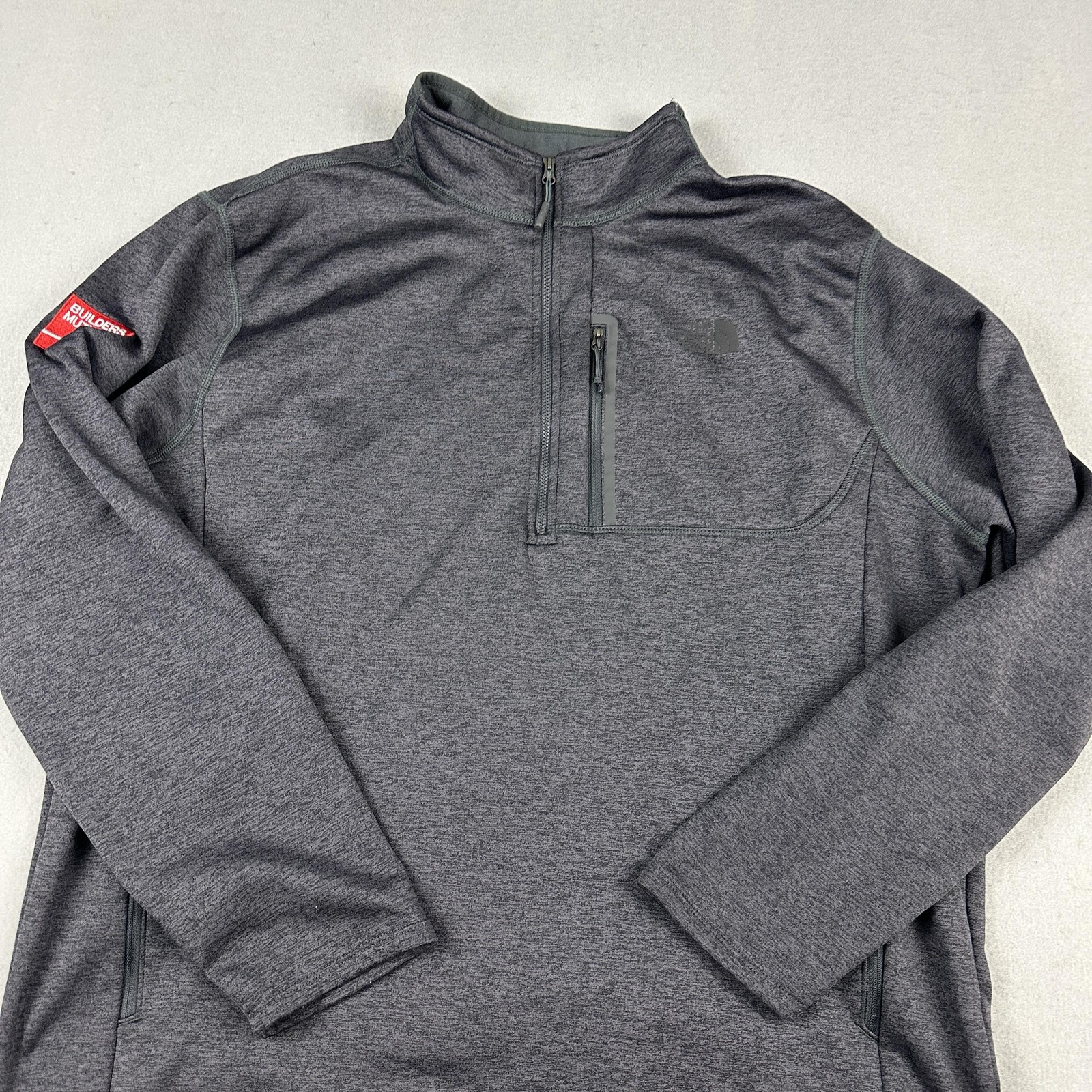 The North Face Sweater Men 2XL Gray 1/4 Zip Pullover Zip Pocket Outdoor XXL