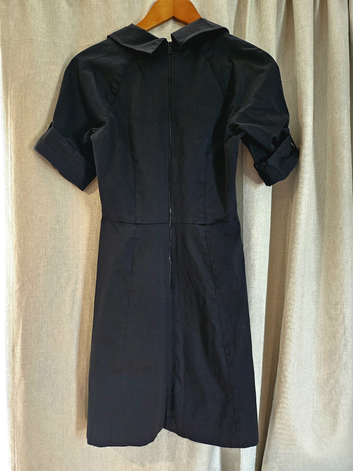 Alice + Olivia Black Fit & Flare Cuff Sleeve Mini Zipper Shirt Dress