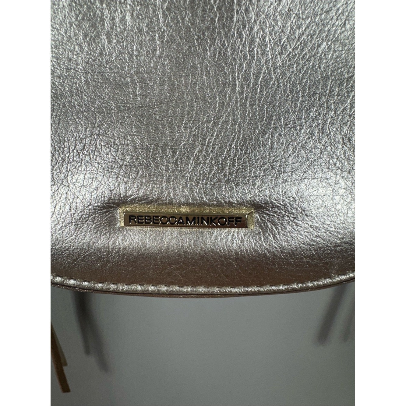 Rebecca Minkoff Gold Metallic Leather Double Zip Mini Saddle Crossbody Bag Y2K
