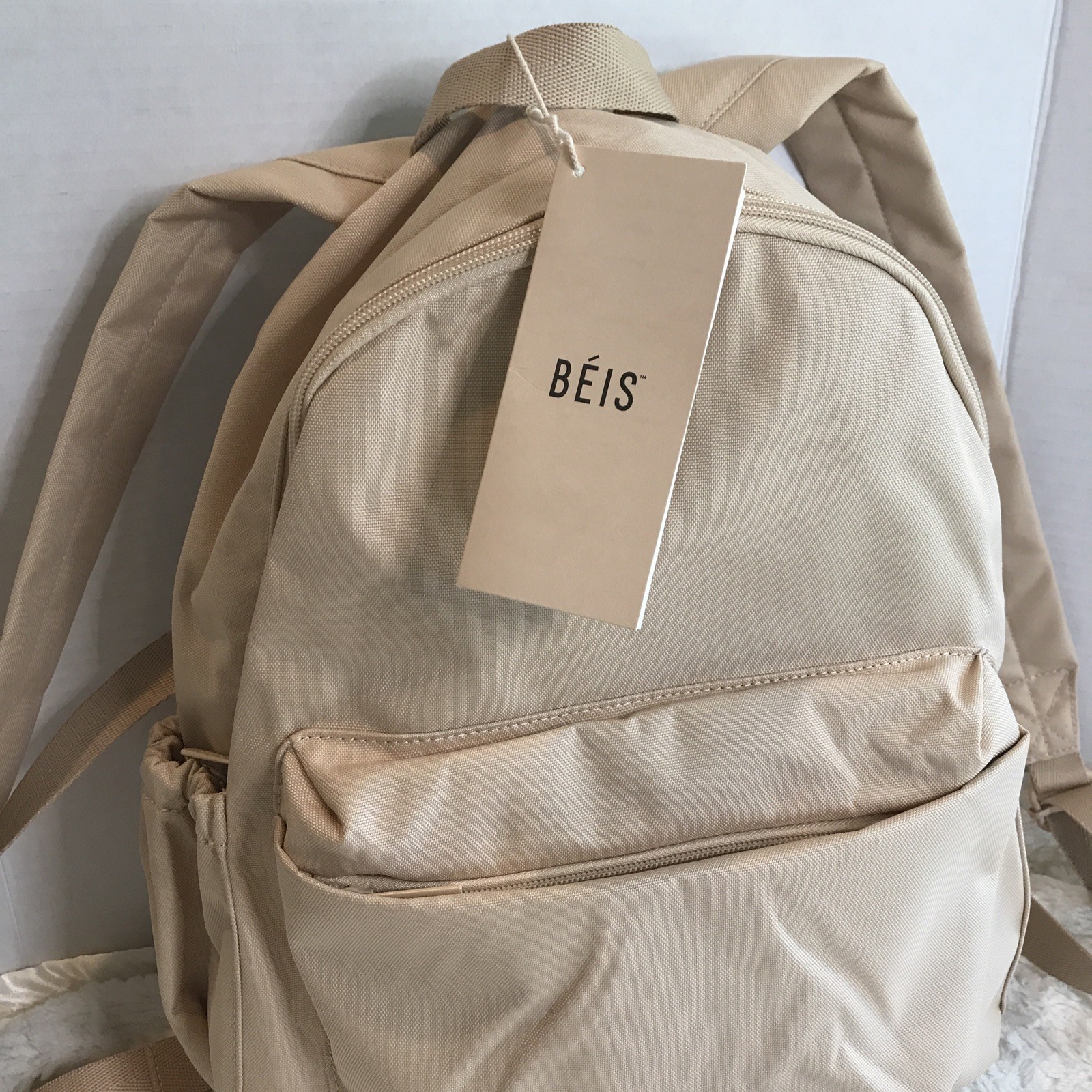 BEIS The BEISics Beige Backpack Laptop & Trolley Friendly Minimalist NWT