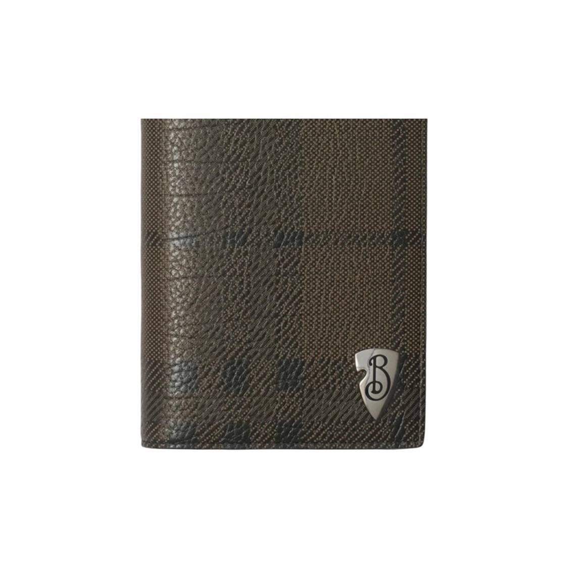 Burberry Flap Wallet in Calfskin Leather for Men, Slate Color 3.7 x 7.4 in