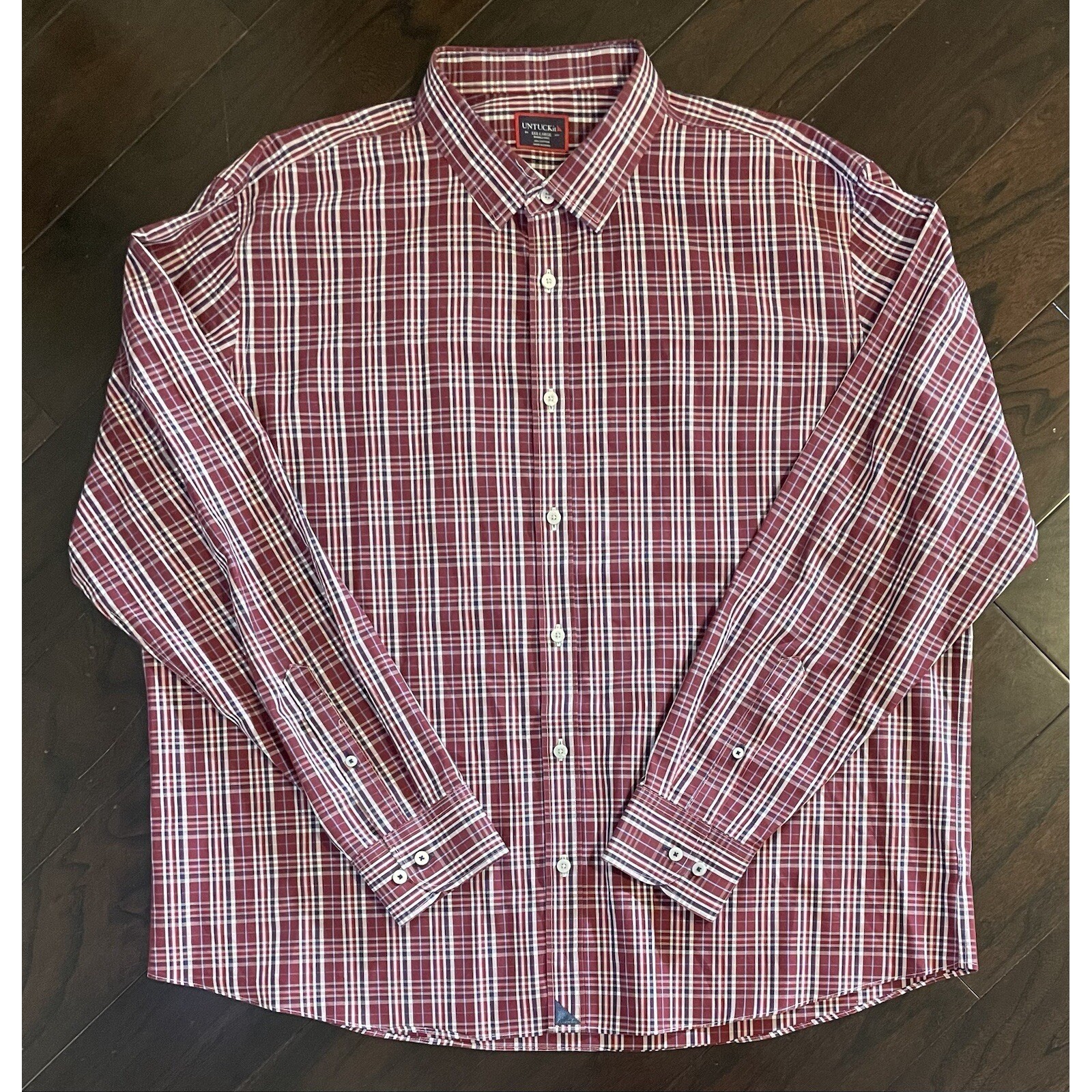 UNTUCKit XXXL Button Down Shirt Mens Red Plaid Wrinkle Free Long Sleeve Preppy