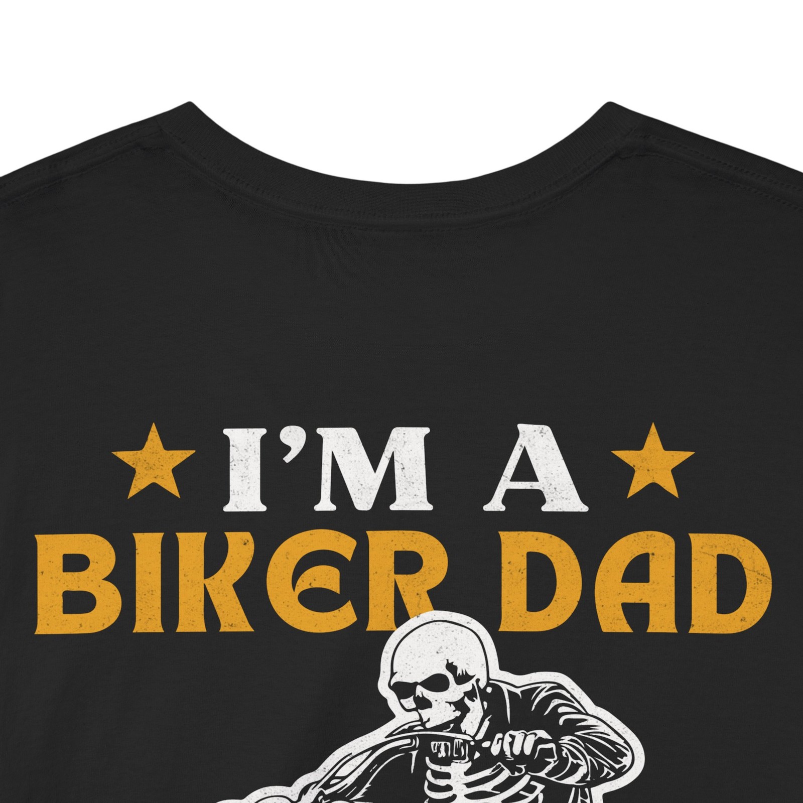 Biker Dad T-Shirt Skeleton BACK Graphic Tee Vintage Motorcycle Like Normal Dad