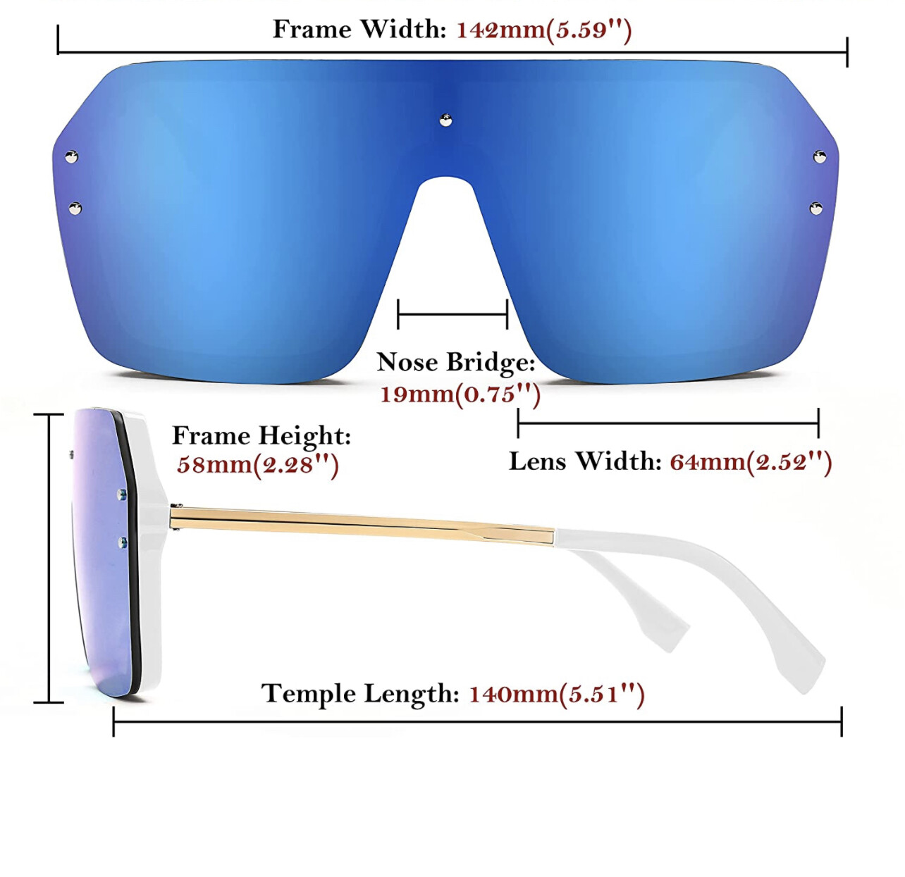 Fashion Oversize Flat Mirror Lens Square Large Men’s Women’s Miami Sunglasses