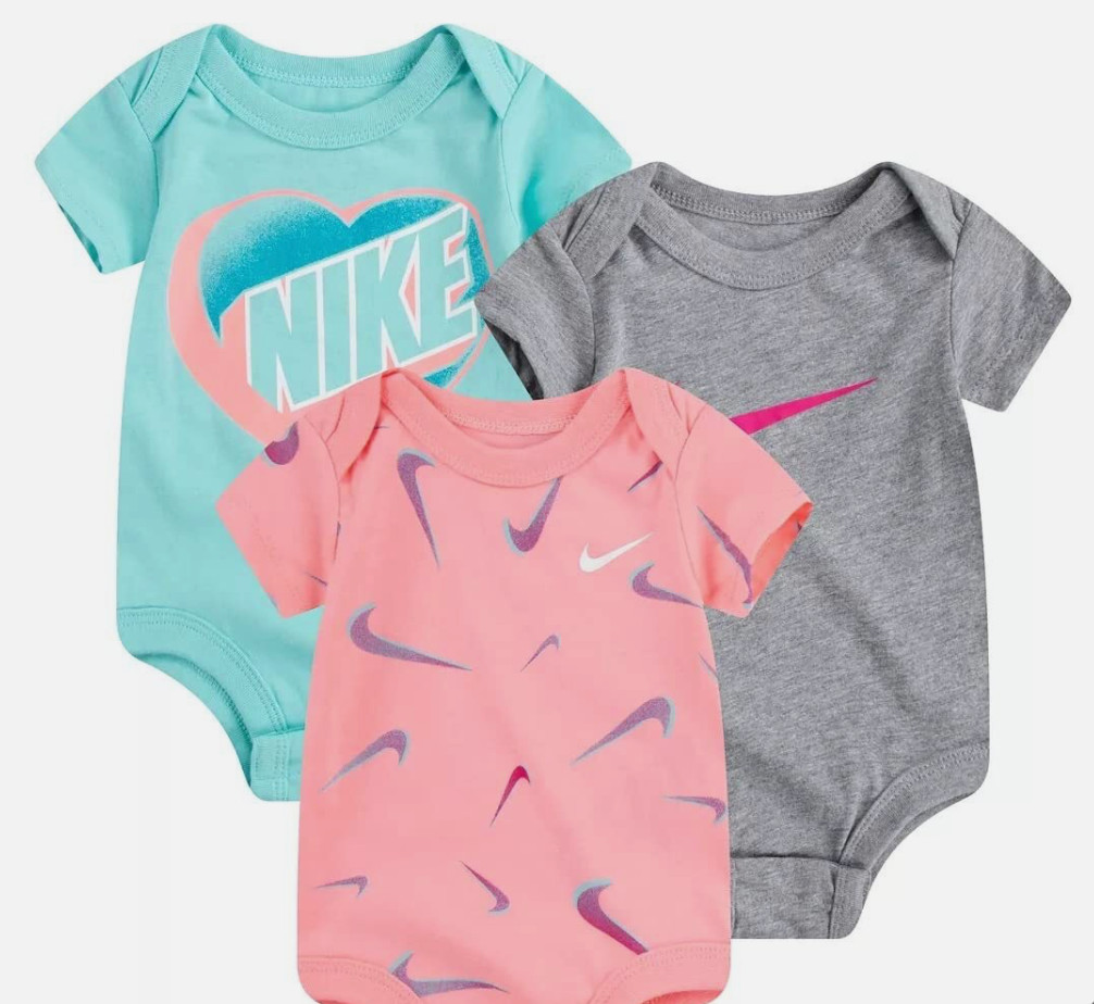 NEW Nike Infant Short Sleeve Bodysuits 3 Pack – TEAL BRAND NEW! NWT 3 sizes!