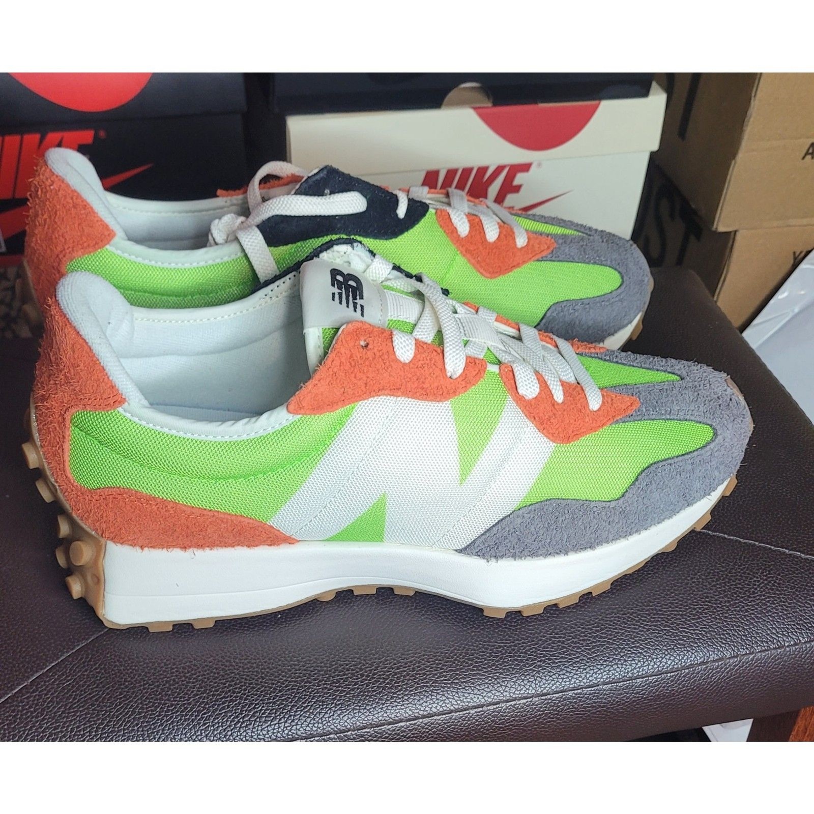 New Balance 327 MS327SFA Green Orange Gray Men’s Size 10 Lifestyle Shoes New