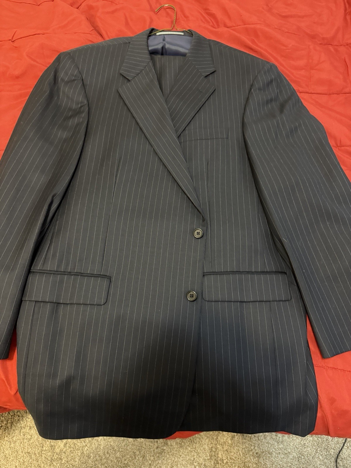 Hickey Freeman Blue Pinstripe Suit 50L 46×32