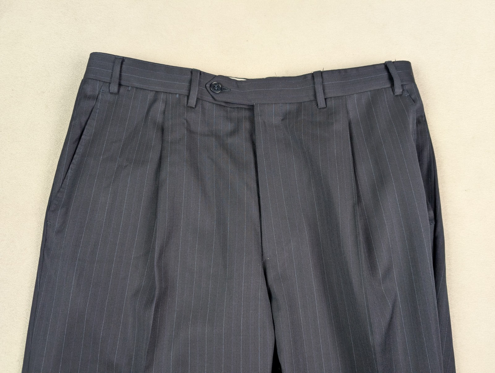 CANALI Suit Wool Navy Blue Stripe Dual Vent Jacket Pants Sz 52R IT 42R US Italy