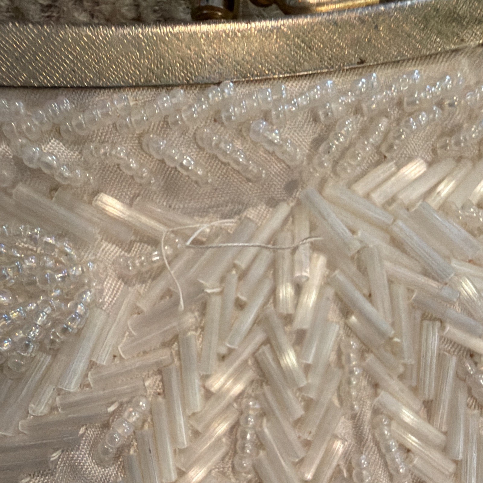 Vintage Regale Ltd. white beaded evening clutch / shoulder bag