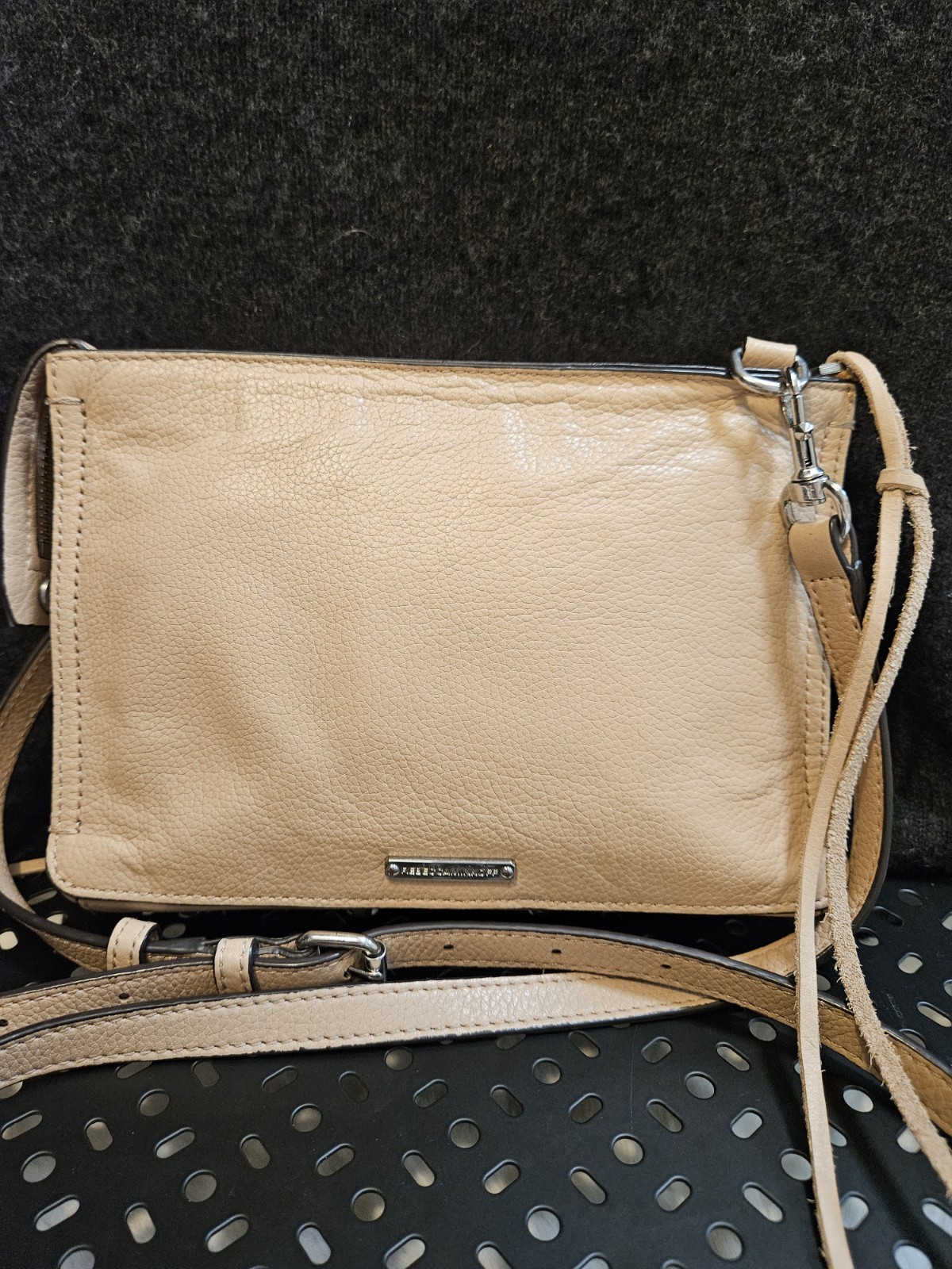 Rebecca Minkoff M.A.C. Morning After Clutch Crossbody Nude Pebbled Leather