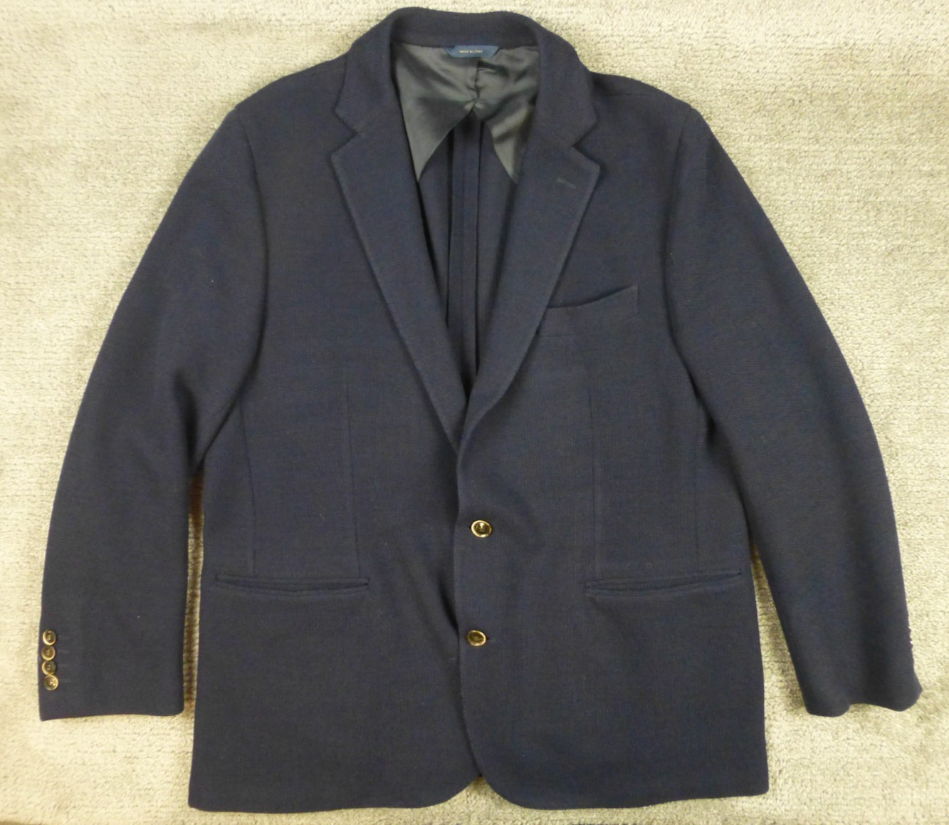 Brooks Brothers 1818 Regent Sport Coat Blazer 46R EU58 Dondi Jersey Navy Wool
