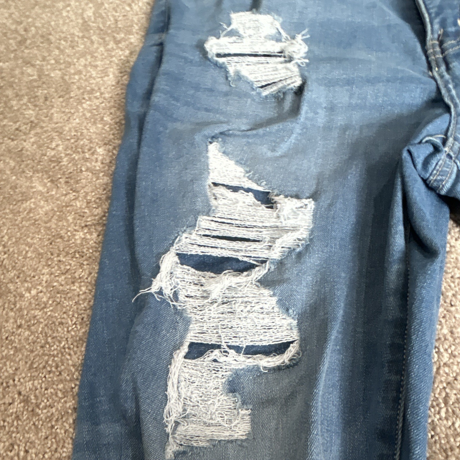Women’s Blue Distressed Skinny Denim Jeans Size 31 Cotton Blend Solid 5-Pocket