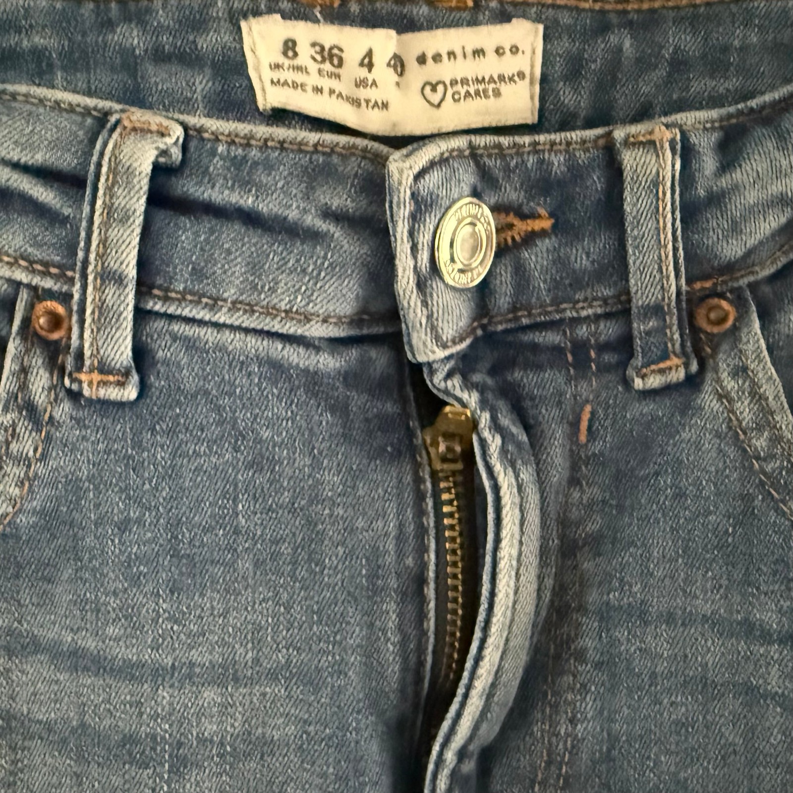 Primark Denim Co Distressed Ripped Skinny Jeans Size UK 8 Blue Raw Edge