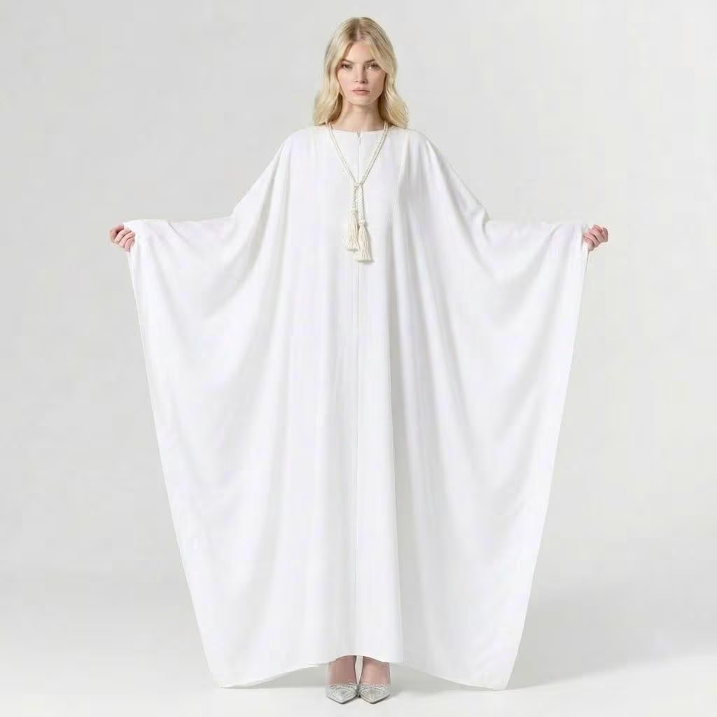 White Cotton Kaftan Dress | Modest Maternity & Nursing Maxi