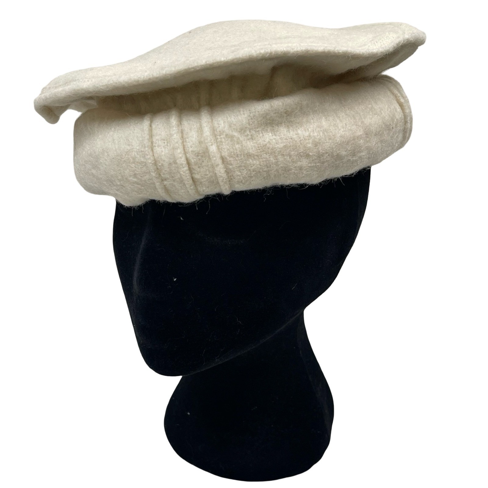 Pakol Afghan Chitrali Wool Beret Hat Women Ivory Traditional Handmade Felt
