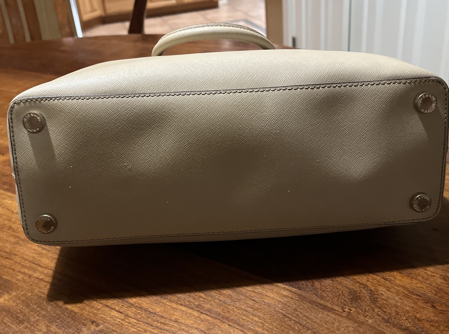 Michael Kors Savannah Medium Saffiano Taupe Satchel Leather Handbag*READ