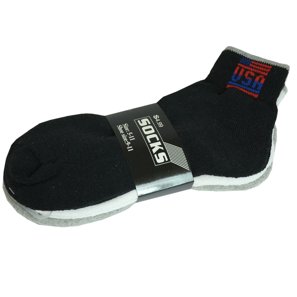 3 Pairs Mens Ankle Quarter Crew Athletic Work USA Sports Socks Cotton Size 9-13