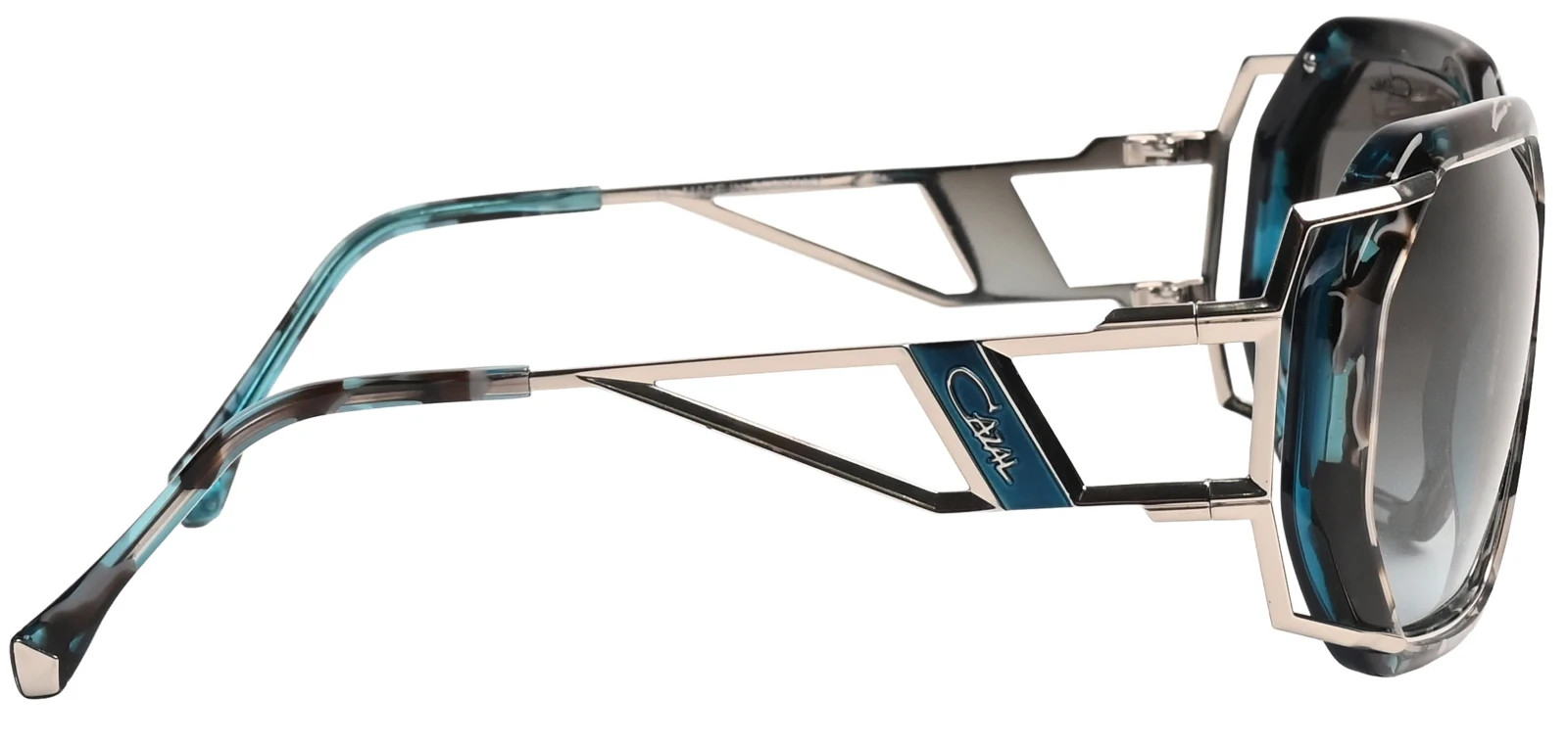 Cazal Sunglasses 8505 C003 Blue Silver Oversized Frame Green Gradient Lens 57mm