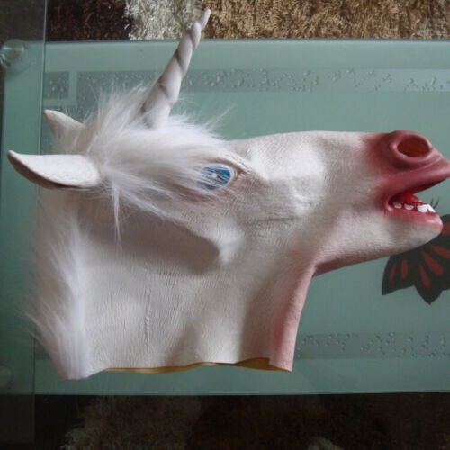 Funny Unicorn Hourse Full Head Latex Mask Bizarre Mask Halloween Cosplay Props