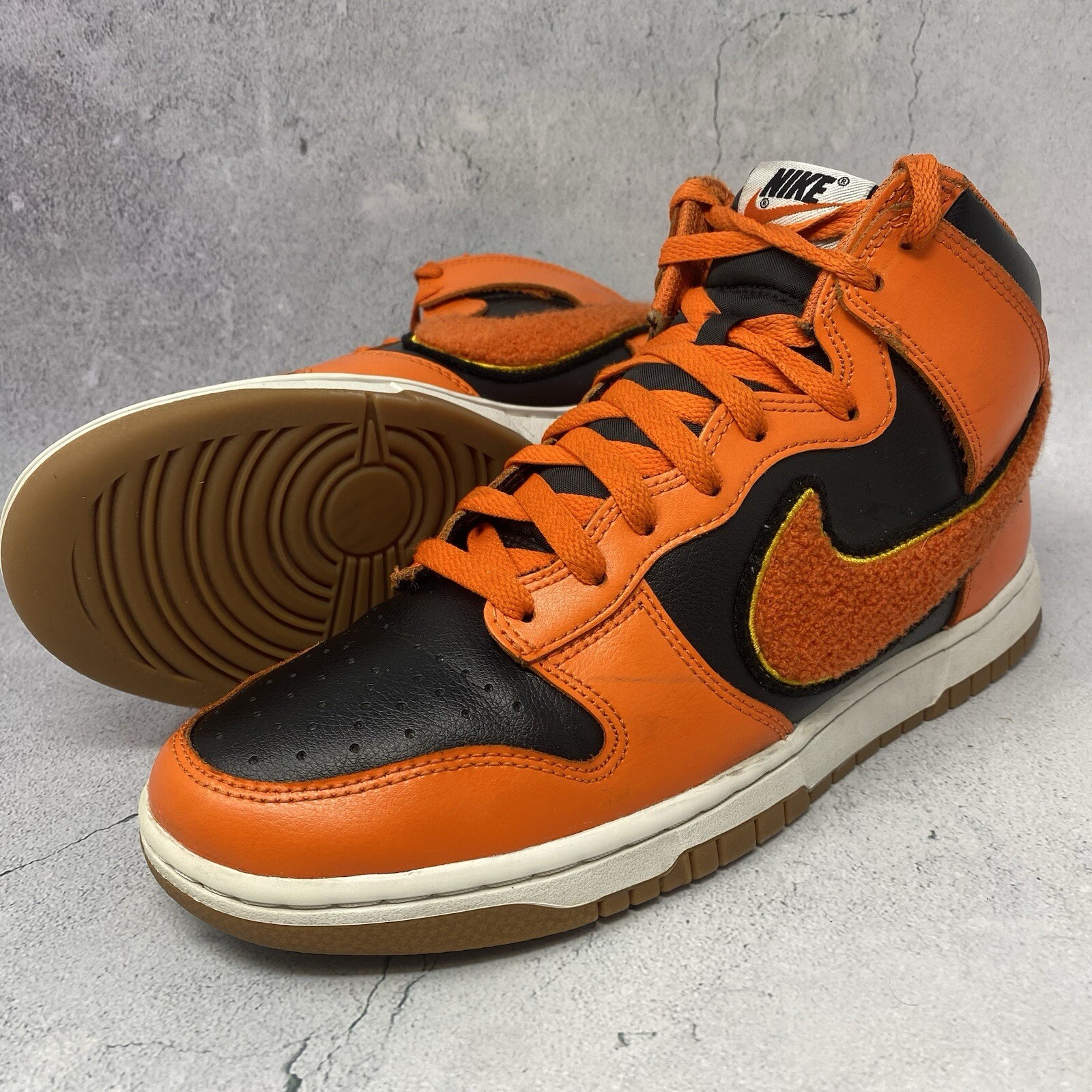 Nike Dunk High Retro University Chenille Swoosh Safety Orange Sz Mens 8.5 M