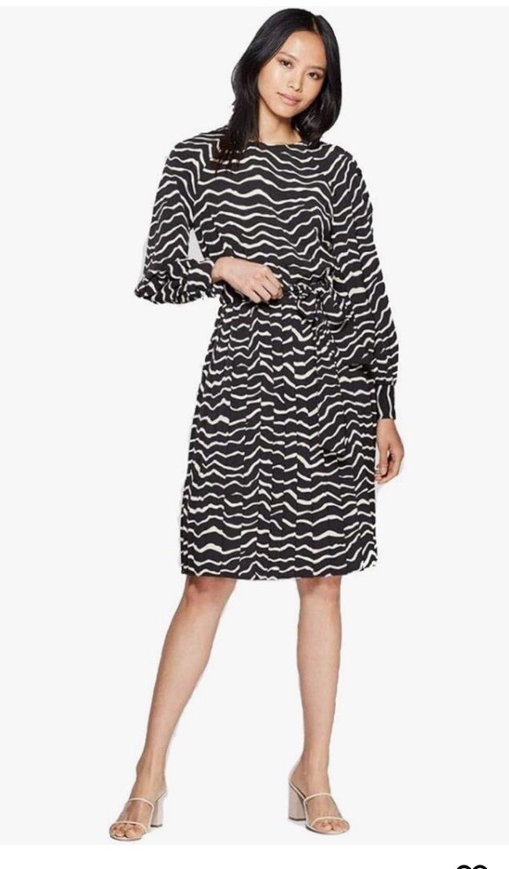 Who What Wear Plus Size XXL (18) Animal Print Midi Dress Black & White Bust 48”