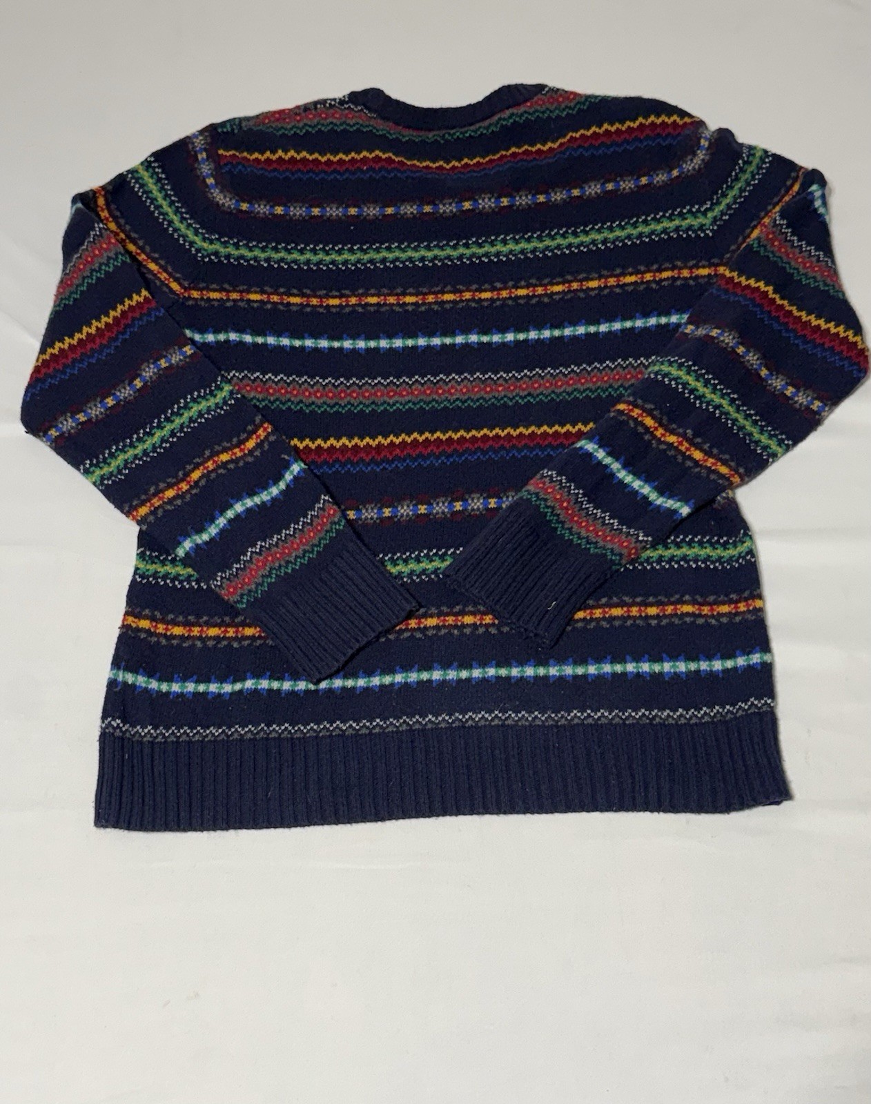 Vintage American Eagle Outfitters Navy Multicolor Fair Isle Crewneck Sweater