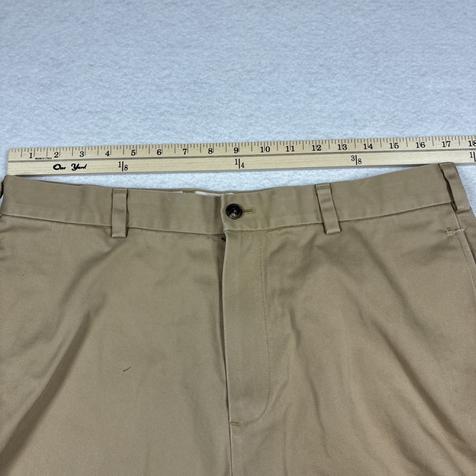 Brooks Brothers Clark Advantage Flat Front Tan Cotton Chino Pants 35X34 Preppy