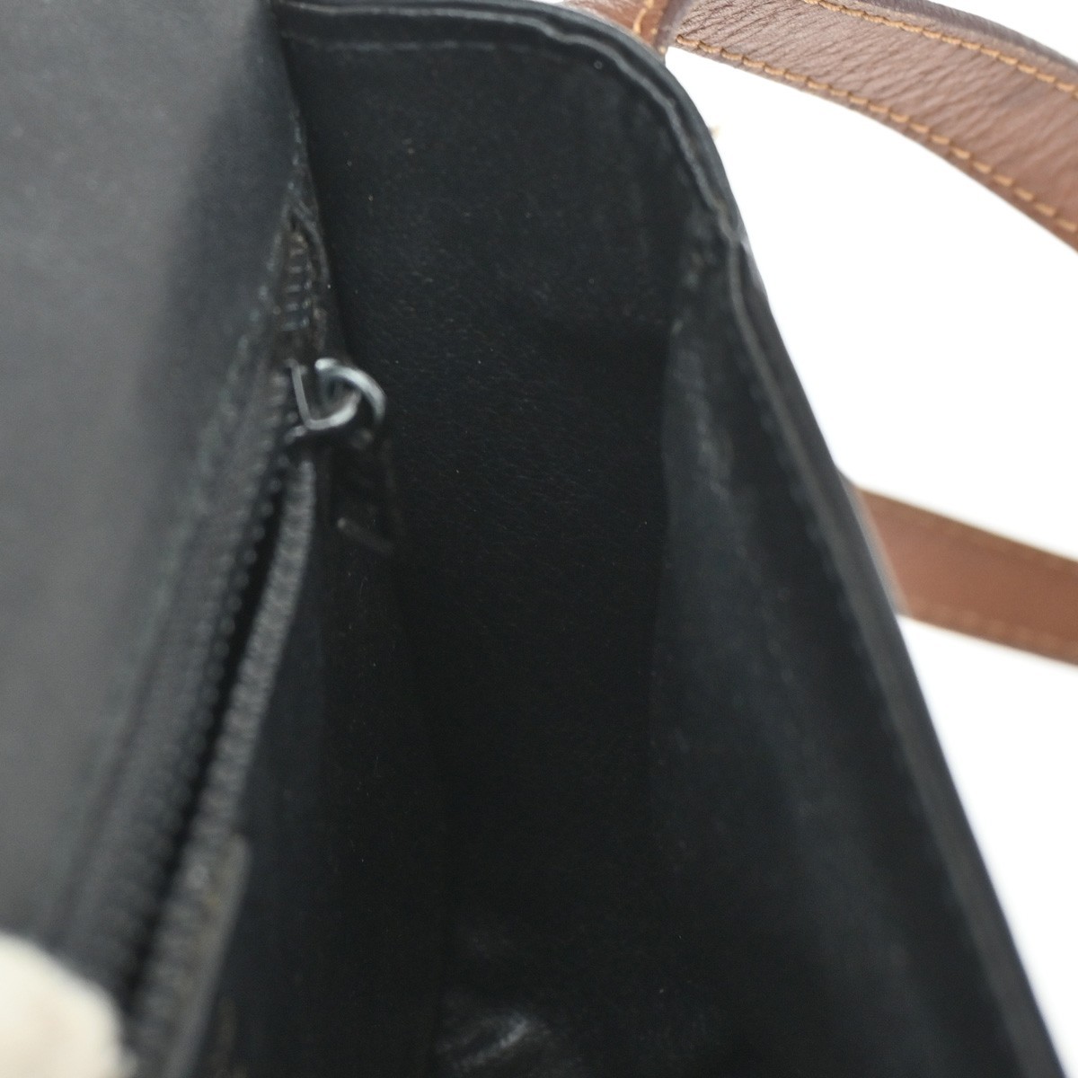 CELINE Ring Logo Shoulder Bag Leather Black Italy GHW 67CA399