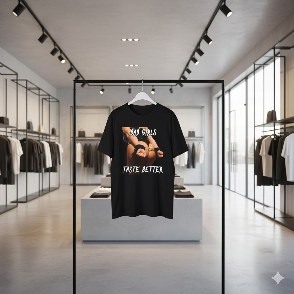 Bad Girls Taste Better Graphic T-Shirt Sexy Quote Black Unisex Tee – S050