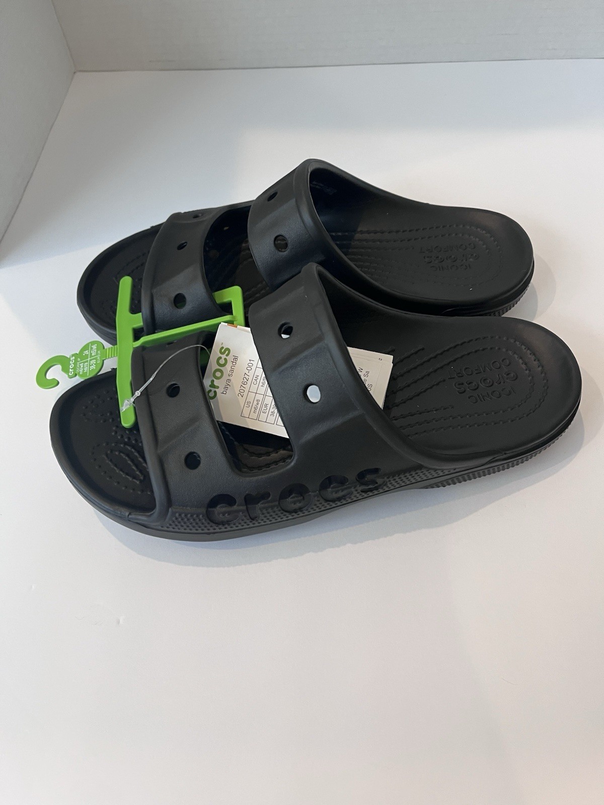Crocs Sandals Womens 8 (Mens 6) Black Baya 2 Strap Slide 207627-001-Unisex