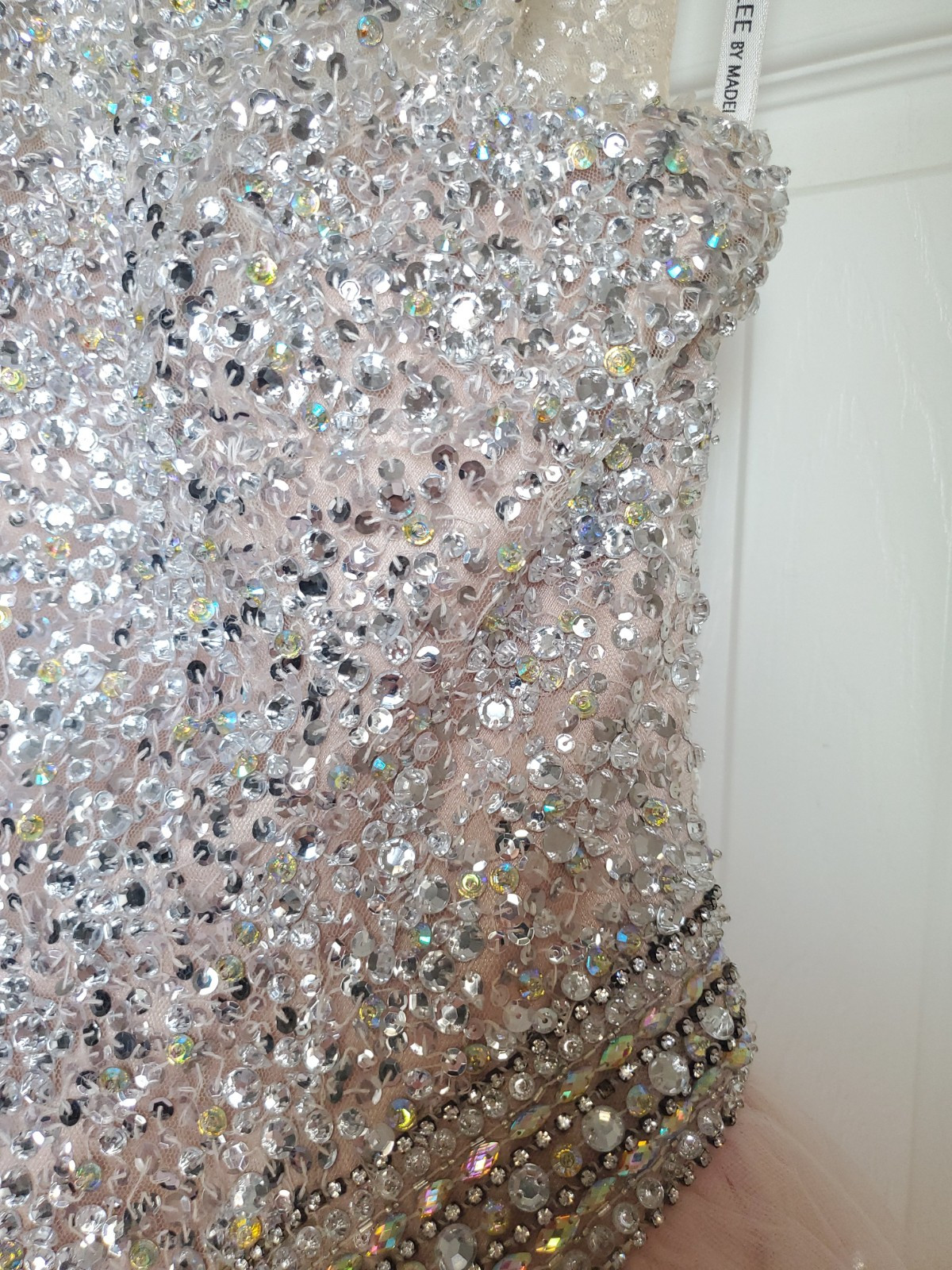 Mori Lee 60040 Valencia Gardner Sequin Dress Nude Blush Quinceanera Prom Size 0