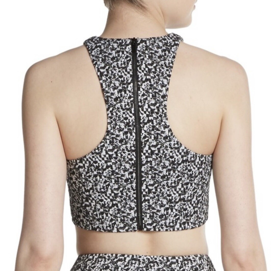 Elizabeth and James Jacquard Upton Crop Top Black White Women’s Size XS