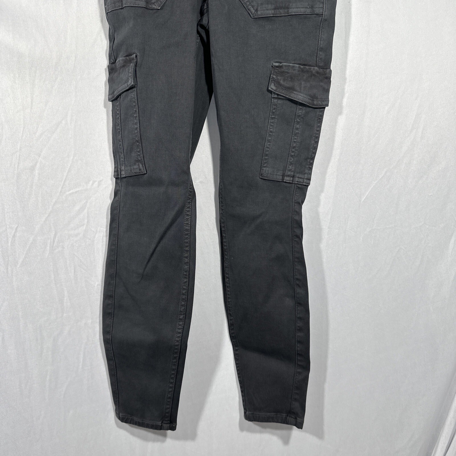 NEW $128 Spanx [ SP Small-Petite ] Twill Ankle Cargo Pants Washed Black #T1775