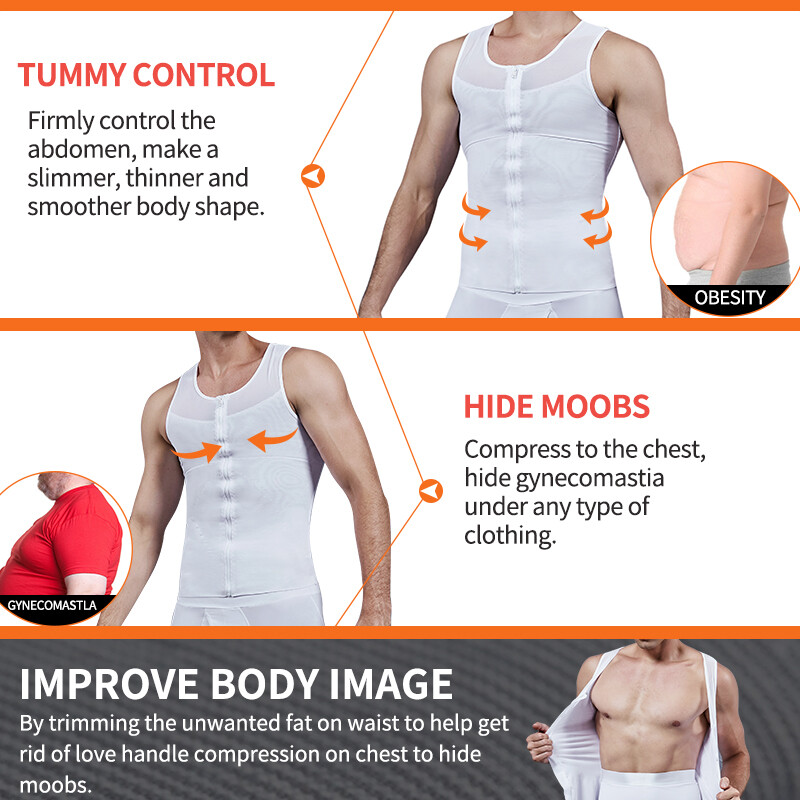 Mens Compression Shirts Vest Slimming Body Shaper Tummy Control Fitness Tank Top