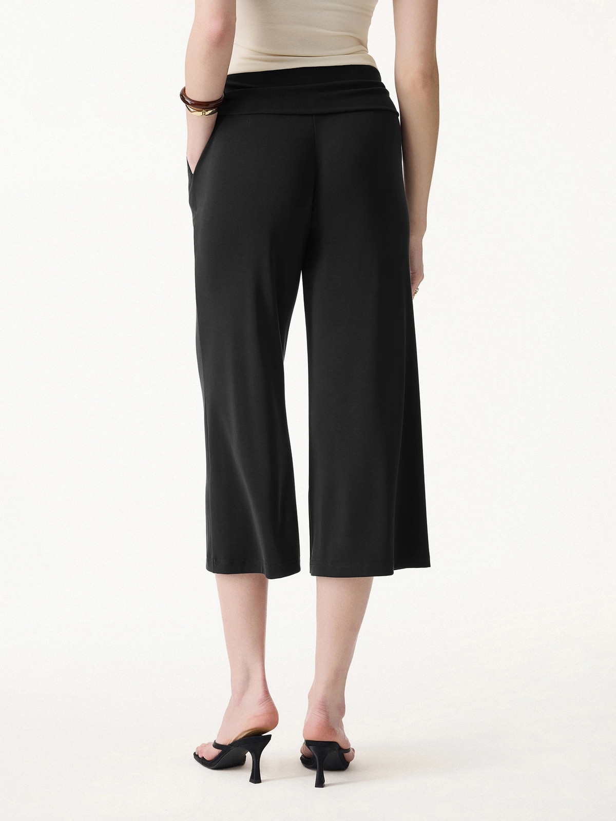 Sandwashed Modal Fold-Down Waist Flared Leg Pants