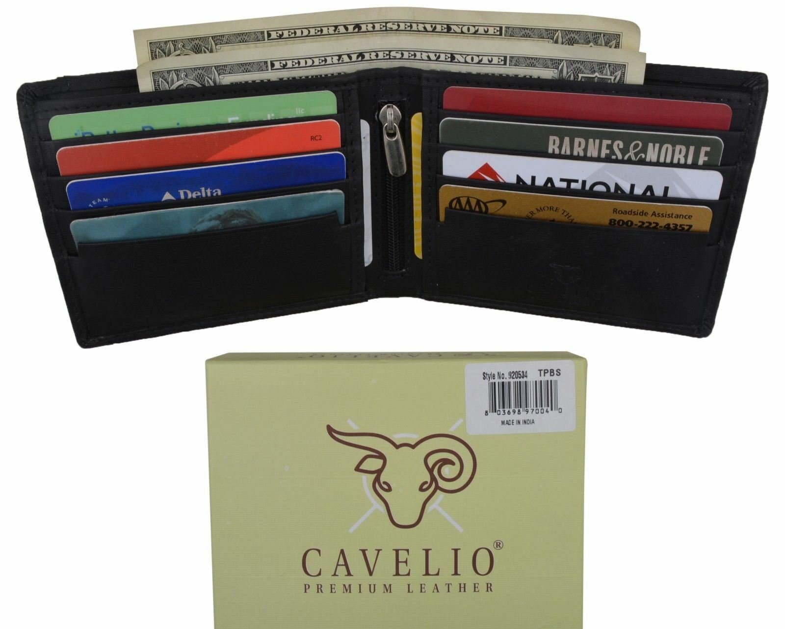 Mens Bifold Black Wallet Premium Leather Front Removable ID/Card Holder Wallet