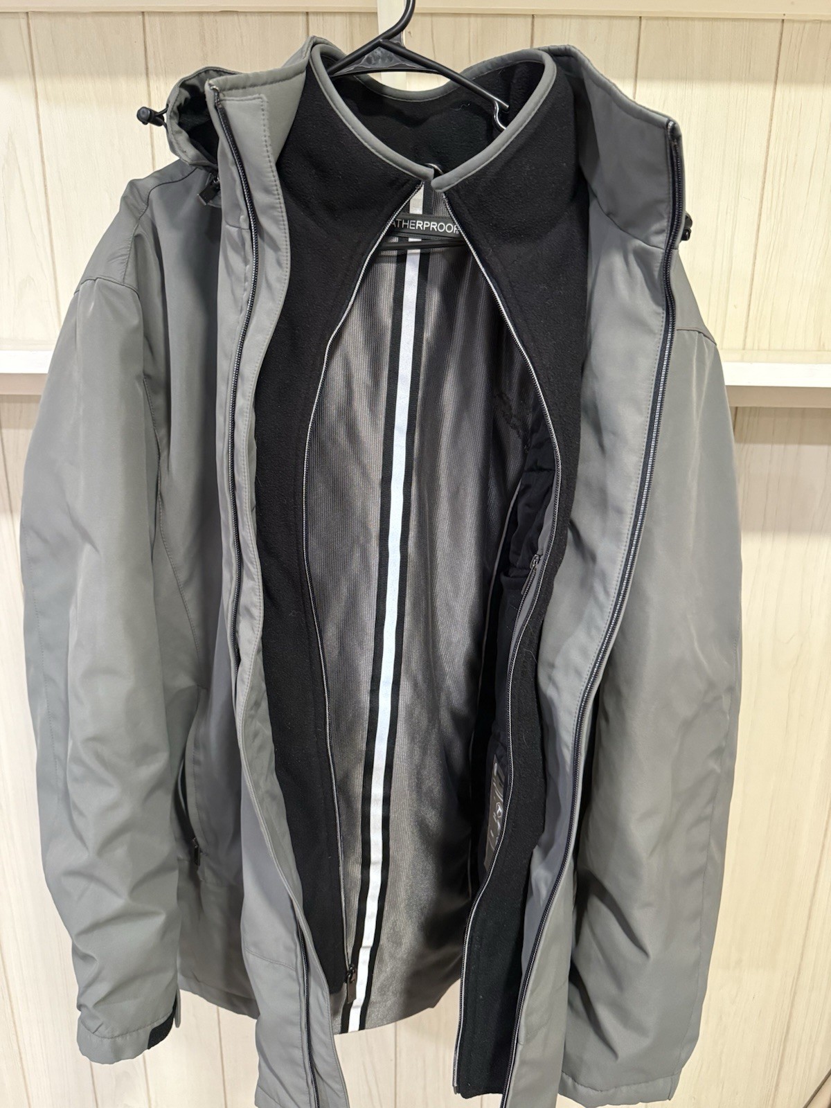 Weatherproof 3XL Men’s Warm Multi Layer Jacket with Hood Gray and Black
