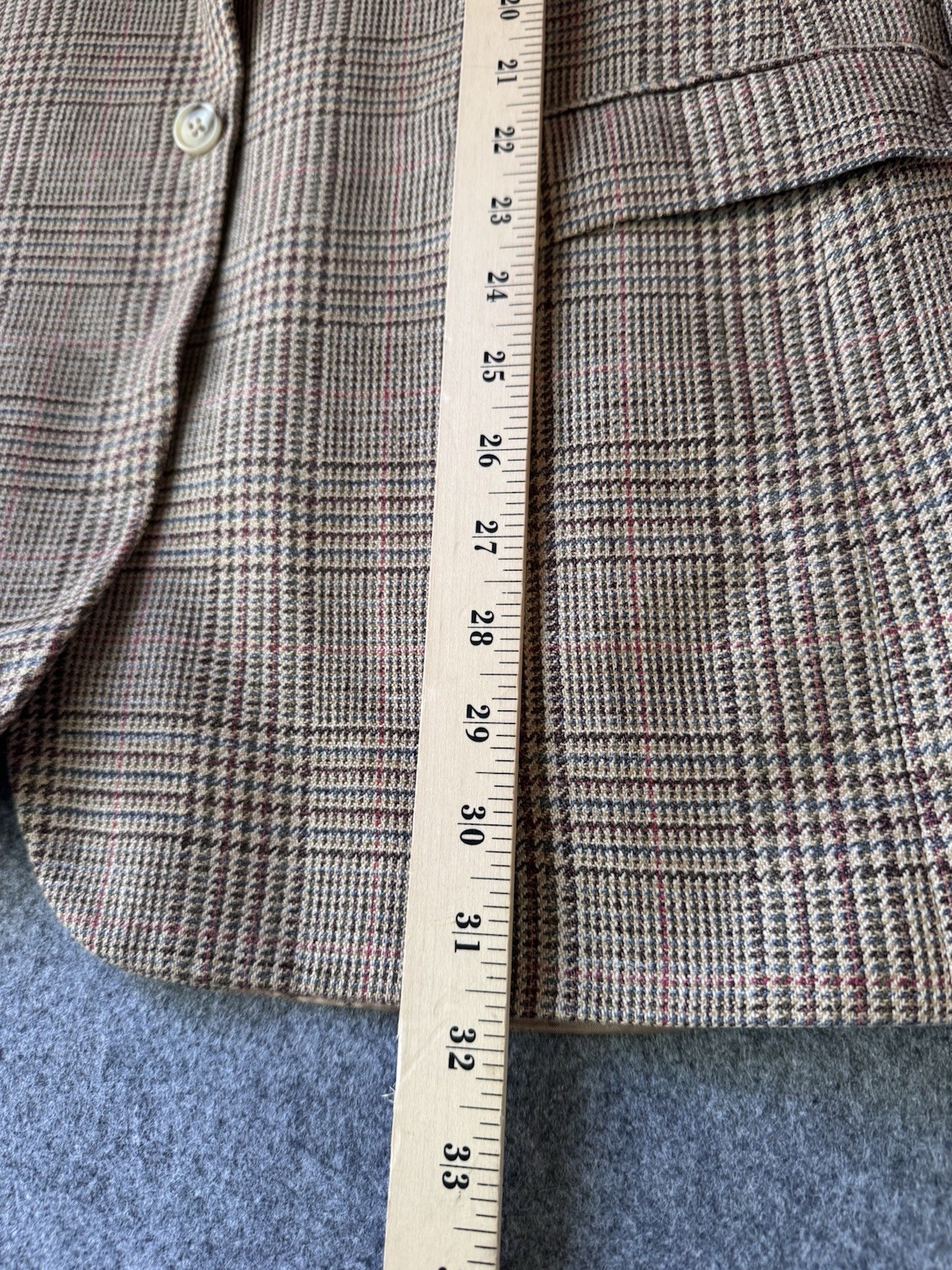 Brooks Brothers Men’s Brown Plaid Tweed Silk Linen Wool Sport Coat 44 Made Italy